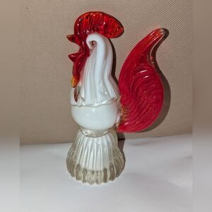 50s Murano Hand Blown Glass Rooster Figurine